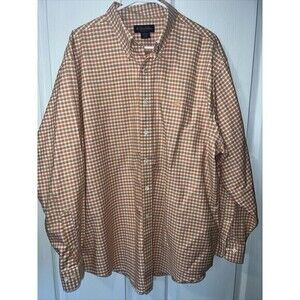 Brooks Brothers 1818 Mens XL Supima Cotton Button Down Shirt Orange Check Cotton